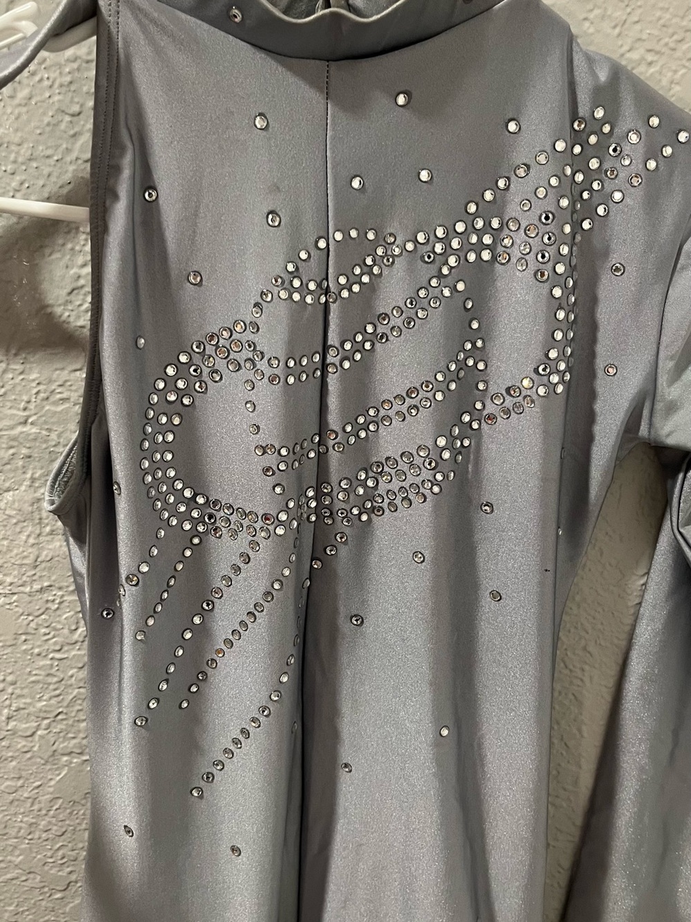 DANCE - Custom Made Gray Rhinestone Jumpsuit With Silver Swarovski Crystals